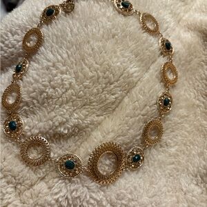 White House Black Market Gold Necklace with Teal Accents